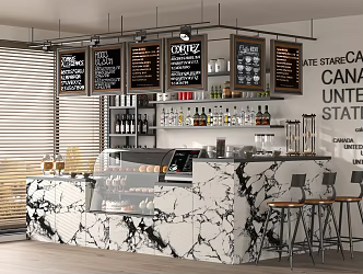 Modern Cafe Milk Tea Shop Coffee Bar Counter Bakery Showcase Coffee Machine Workbench Cashier Counter 3d model