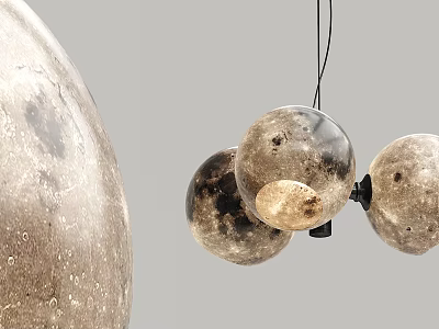 Modern Moon Surface Design Chandelier With Three Spherical Glass Globes 3d model