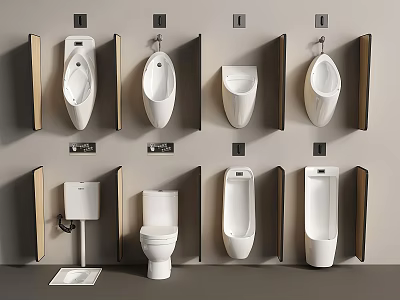 Modern Various White Ceramic Urinals With Different Designs In Bathroom Sanitary Fixtures 3d model