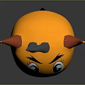 Cartoon Calf Character With Orange Body Red Horns And Big Expressive Eyes