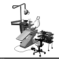 Modern Dental Chair With Medical Instruments Lamp Tray And Clinic Equipment