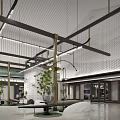 Book Art Space Interior Design With Modern Lighting And Greenery