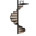 Spiral Staircase With Intricate Step Patterns And Modern Metal Railings Design
