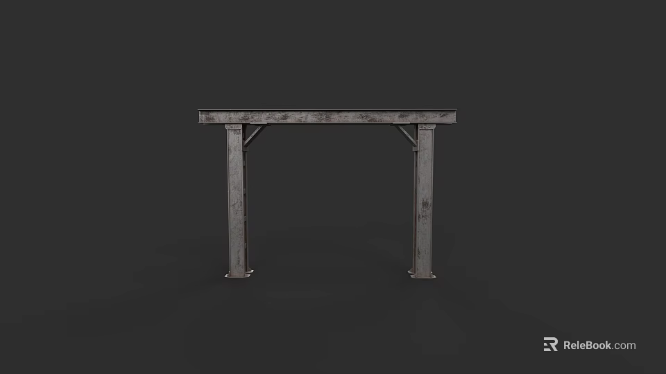 Textured Metal Columns Supporting Beam in Industrial Modern Structure Design 3d model