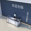 Modern Reception Desk 3D Model With Elegant Marble Countertop In Lobby Design