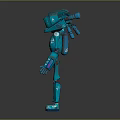 Blue Robot Character With Glowing Eyes And Mechanical Limbs Design 3d model