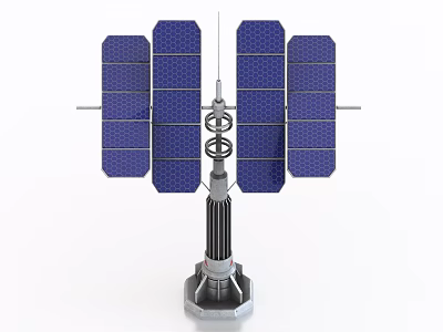 Industrial Equipment With Blue Solar Panels Symmetrical Metal Structure And Stable Base 3d model