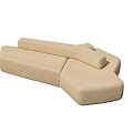 Modern Irregular Shaped Sofa With Beige Fabric And Modular Design Structure 3d model