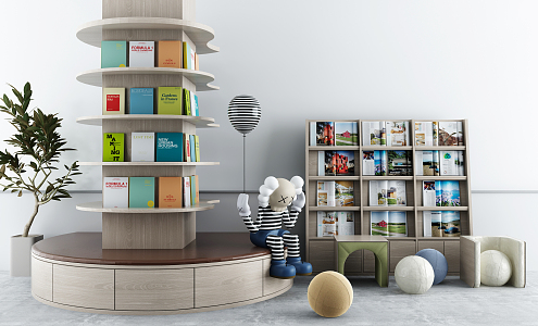 Modern Bookshelf Display Cabinet 3d model