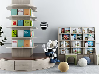 Modern Bookshelf Display Cabinet 3d model
