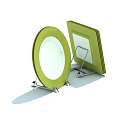 Modern Green Dinnerware Set with Round Square Plates and Metal Holders