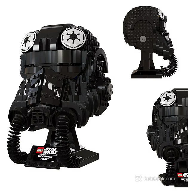 LEGO Star Wars Black Helmet Building Blocks with Imperial Logo Detailed Model and Multiple Angles 3d model 
