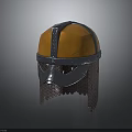 Orange Silver Decorative Medieval Warrior Weapon Helmet With Metal Visor And Leather Neck Guard