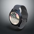 Smartwatch With Round Dial Gray Strap Screen Displaying Time Date Steps Heart Rate Weather 3d model