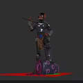Anthropomorphic Dog Character In Mechanical Suit With Goggles And Baseball Bat