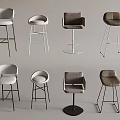 Modern Bar Chair Bar Stool Soft Bag Bar Chair High Stool Backrest Leather Bar Chair with Armrest Bar Chair without Armrest 3d model