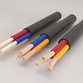 Three Multicore Electric Cables With Colored Insulations