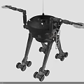 Black Mechanical Robot With Wheeled Legs And Extendable Arms For Sensing Tasks 3d model