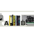 Decorative Ornament Set With Alphabet Letters Books Photo Frames Glass Cloches Candles And Deer Figurine