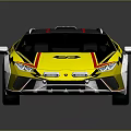 Yellow Sports Car With Black Roof Red Stripes And Sleek Body Graphics