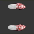 Red And White Striped Slippers With Pink Bow Accent Comfortable Indoor Footwear