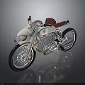 BMW Classic Motorcycle With Beige Body Red Seat And Shiny Exhaust