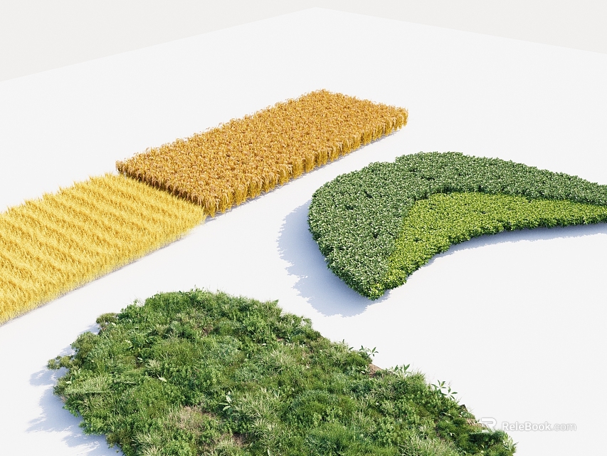 Aerial Planning Showcasing Green And Yellow Geometric Zones With Varied Shapes 3d model 