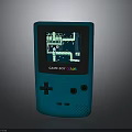Blue Game Boy Color Handheld Gaming Console With Classic Game Screen 3d model