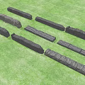 Stone Wood Long Strips With Natural Textured Surface Displayed On Green Grass