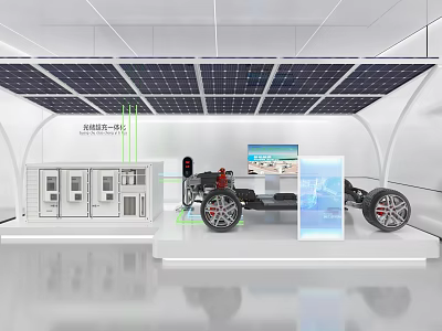 New Energy Vehicle Battery System With Solar Panels Car Chassis And Display Screen 3d model