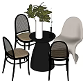 Middle-style leisure tables and chairs 3d model
