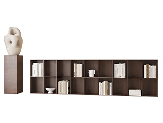 Middle-style low bookcase 3d model