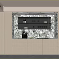 Modern Sideboard With Marble Backsplash Glass Door Shelves And Light Cabinetry