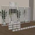 Transparent Glass Partition With Various Design Glass Blocks In Interior With Wooden Floor And Plants