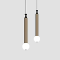 Two Cylindrical Metal Pendant Lights With Round Bulbs Modern Design