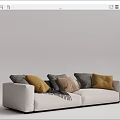 Modern double sofa multiplayer sofa 3d model