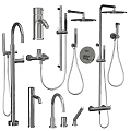 Shower Faucet System with Handheld Showerhead Rain Shower Arm Control Knobs and Flexible Hose 3d model