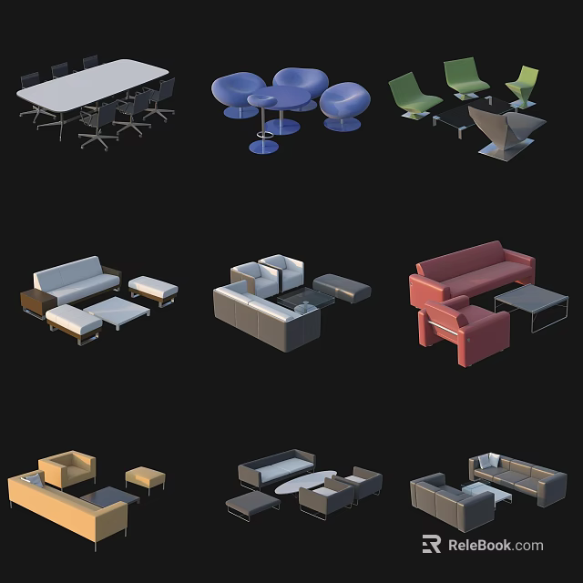 Modern Stylish Sofa Coffee Table Set With Various Colors And Designs 3d model