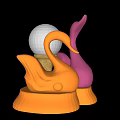Orange And Pink Swan Shaped Table Lamps Illuminated On Dark Background