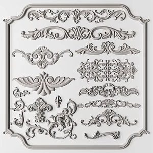 European Carved Gypsum Carved Combination 3d model