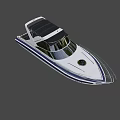 Luxury White And Blue Yacht With Modern Open Deck And Sunshade Design