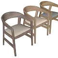 Modern Minimalist Solid Wood Dining Chair With Armrest And Light Upholstered Seat
