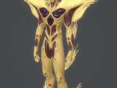 Golden Warrior Game Character Virtual Character model