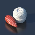 Textured Red Thread Cone and White Wound Yarn Ball for Sewing Crafts with Smooth Surface