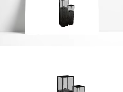 Modern Display Shelves With Glass Door Panels And Black Metal Frame For Retail 3d model