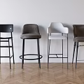 Modern Bar Chair Bar Stool Iron Metal High Stool Fabric Backrest Bar Stool 3d model