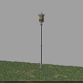 Outdoor Light with Silver Pole and White Lampshade Illuminated in Grass Field under Blue Sky
