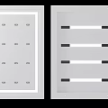 Modern Ceiling Panel Designs With Multiple Recessed Light Holes And Long Linear Strips 3d model