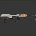 Futuristic Sci Fi Weapon With Metallic Silver Black And Orange Tactical Design