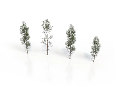 Scene Components With Four Different Size Trees For Landscape Design Projects 3d model